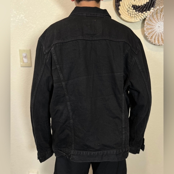 Levi's Denim Trucker Jacket Black Men Size Xxl Red Tab Stretch Cotton - Picture 16 of 16
